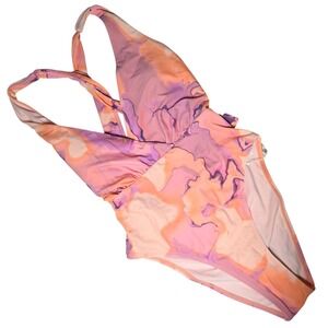 CUPSHE Women's Dream Garden One Piece Swimsuit Halter Neck Ruched Size M NWT